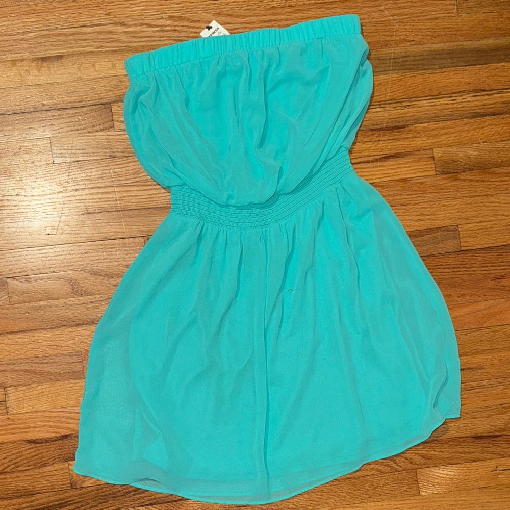 Express Vibrant Blue Strapless Dress